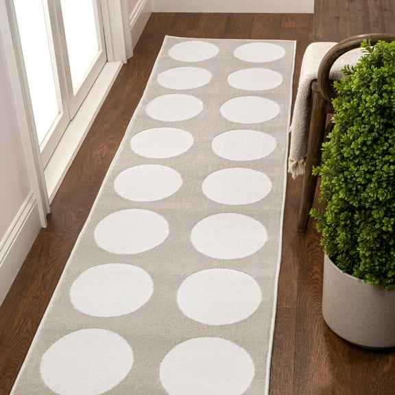 JONATHAN Y SANDSTONE 2 x 8 Runner Rug, Adrian Circle Dot - Beige/Cream, SND105A-28