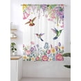 thumbnail image 2 of Sheer Curtains 72 Inches Long, Watercolor Flowers Semi Sheer Curtains Light Filtering Window Treatment, Spring Hummingbird Butterflly Floral Privacy Voile Drapes for Living Room Bedroom 52x72 Inch, 2 of 7