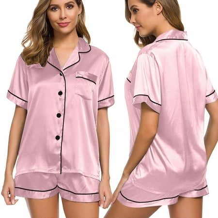 

LnjYIGJ Workout Sets for Women Women s Summer Fashion Loose Casual Half V-Neck Solid Mid-Calf Shirt Pajama Sets