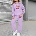 thumbnail image 2 of Girls Boys 2 Piece Sweatsuits Cute Sweatsuits for Teens Drop Shoulder Hoodie and Soft Sweatpants Casual Outfit Sportwear OutfitSize 8-9 Years, A-Purple, 2 of 6