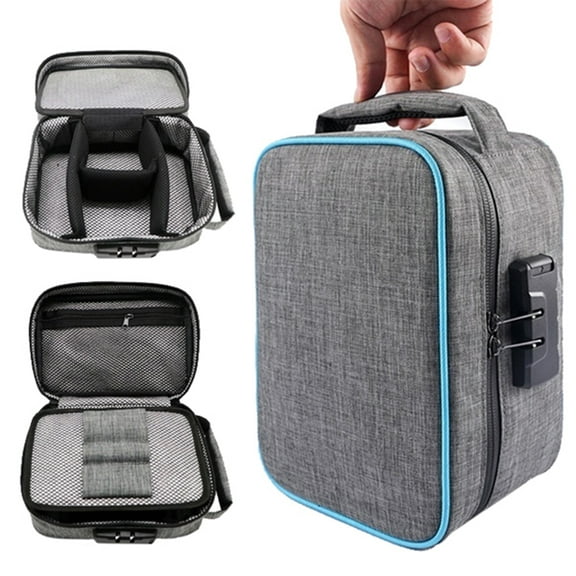 Porfeet Password Lock Smell-Proof Travel Bag Storage Case for Herbs Medicine Cigarette,Grey
