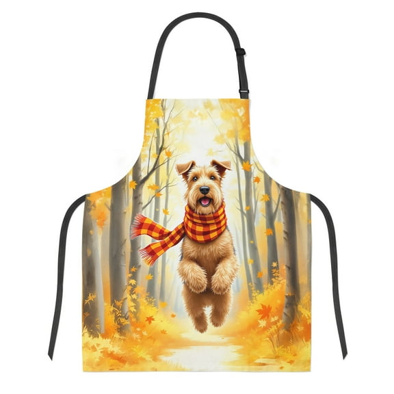 Welcome Fall Airedale Terrier Strolling Through the Autumn Maple Forest Apron Dale Waterside Dog Lover for Cooking Grilling Baking Painting Gardening - 12012