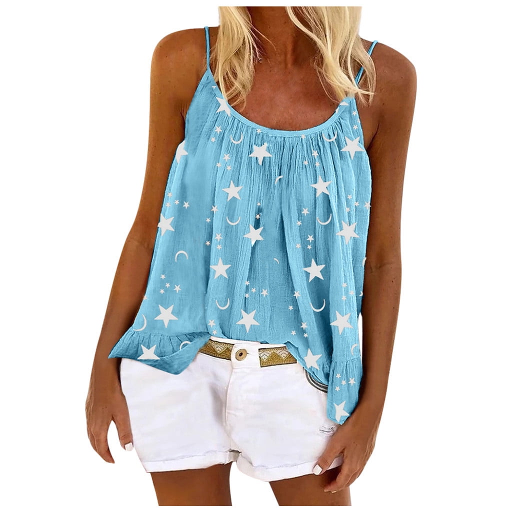 Womens Summer Tops Plus Size Swing Vest Sleeveless Cami Top Ladies Strappy  Flared Plus Size Tops Shirt - Walmart.com