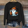thumbnail image 2 of Gunia Womens Halloween Ghost Sweatshirts Graphic Oversized Sweatshirts Crewneck Long Sleeve Pullover Tops Fall Fashion Clothes Black S-2Xl, 2 of 3