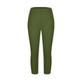 thumbnail image 6 of Plus Size Capri Leggings for Women Slim Fitted Yoga Pants Tummy Control Workout Solid Cropped Slacks Army Green 5XL, 6 of 6