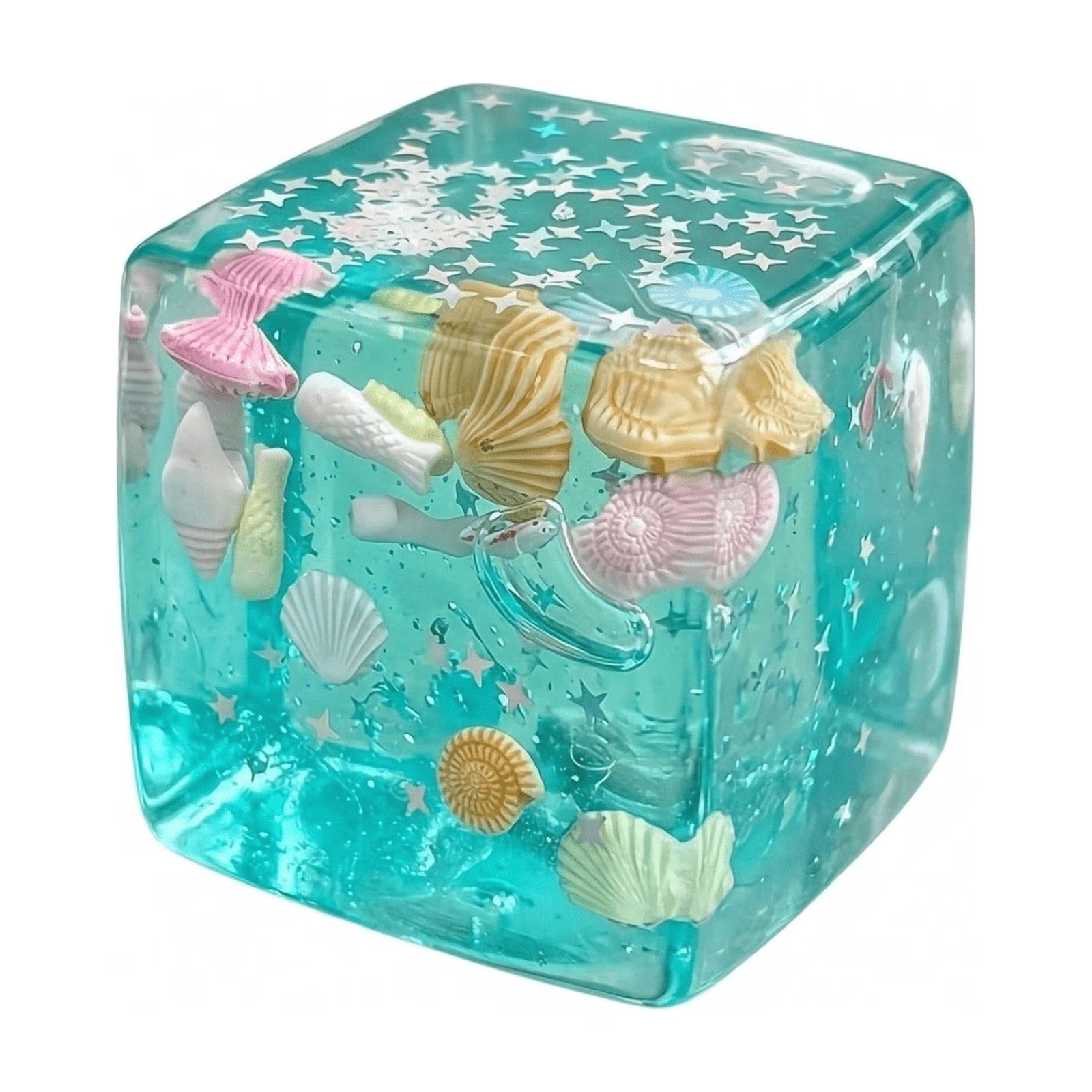 UALSRZL Ocean Ice Cubes Squishies Toys, Cooling Squeeze Fidget Toys, Glitter Soft Slow Rise Squish Stress Balls for Adults Anxiety Relief Office Home