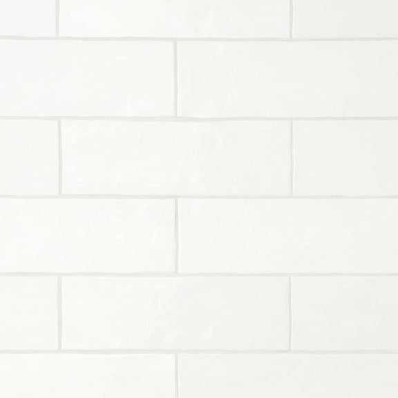 The Tile Life Zellige 2.5" x 8" All White Glossy Ceramic Tile Sample