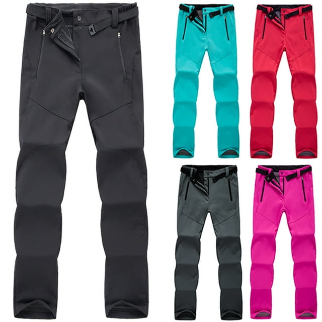 YOIAVAIOY Pantalons Cargo pour Femmes Coupe-Vent Imperméables Pantalons de Neige Randonnée Doublés en Polaire Pantalons Coquille Souple Chauds d'Hiver Rouge TG