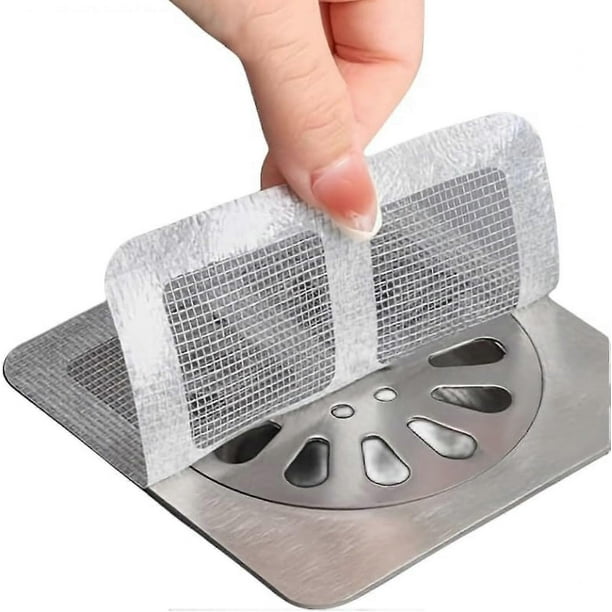 20PCS Pack,4" X 4" Disposable Shower Drain Cover Hair Catcher Shower Drain Mesh Stickers, Bathroom, Laundry, Bathtub, Kitchen, Sink, for Human and pet