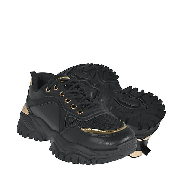 TENIS CASUALES DAMA TORRENTE TURCO61 SIMIPIEL NEGRO