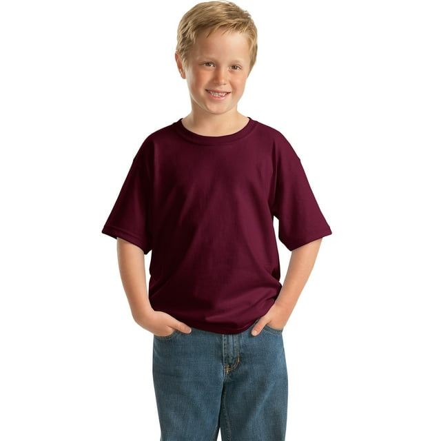 Gildan T-Shirt à Manches Courtes pour Garçon en Coton 100 pour Cent avec Encolure Rubanée - 5000B
