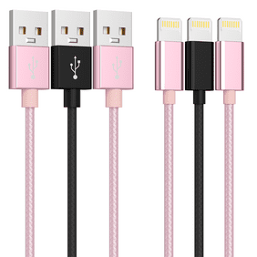 Chargers 3Pack 6FT Phone Charging Cords Nylon Braided Data Cable Charger Compatible iPhone X/8/8 Plus/7/7 Plus/ 6/6S Plus / 5/5S/SE Mini/Air/Pro Cases, 6-Foot