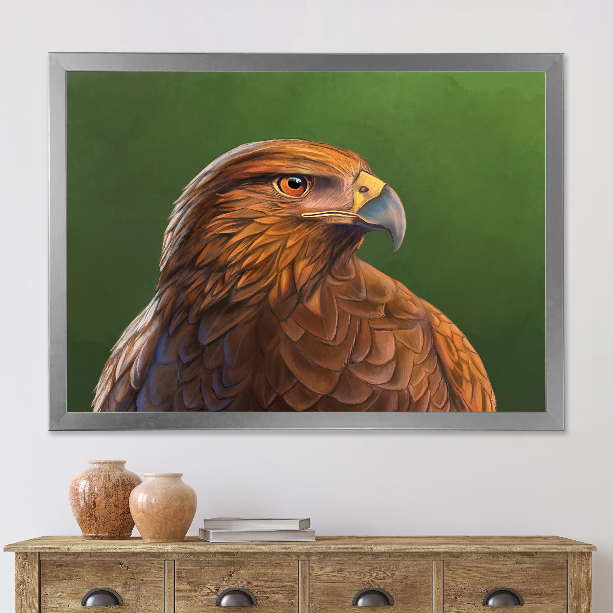 Designart 'Close UP Of Harris Hawk Bird' Traditional Framed Art Print