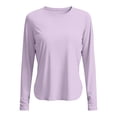 thumbnail image 5 of Women's Long Sleeve UPF 50+ Sun Shirt, Loose Fit Breathable Polyester Workout Top for Outdoor Yoga, Running, Hiking, and Sun Protection, Solid Color Athletic Layer Light Violet S, 5 of 5