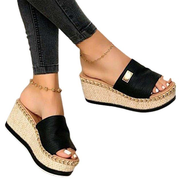 Women Wedges Platform Sandal Open Toe Thick Soft Sole Summer Beach Slippers Shoes