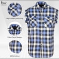 thumbnail image 3 of BIKER WEAR USA Plaid Flannel Casual Shirt– 100% Cotton Sleeveless Shirts for Men, 3 of 7