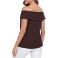 thumbnail image 6 of HDE Women's Off Shoulder Top Convertible Ruffle Blouse Tops Brown - XXL, 6 of 7