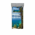 thumbnail image 2 of Lake Bedding Set with Sheet & Covers, Panoramic Perspective from East Shore Pine Trees and Reflections Image, Printed Bedroom Decor 2 Shams, 4 Sizes, Green Blue, by Ambesonne, 2 of 3