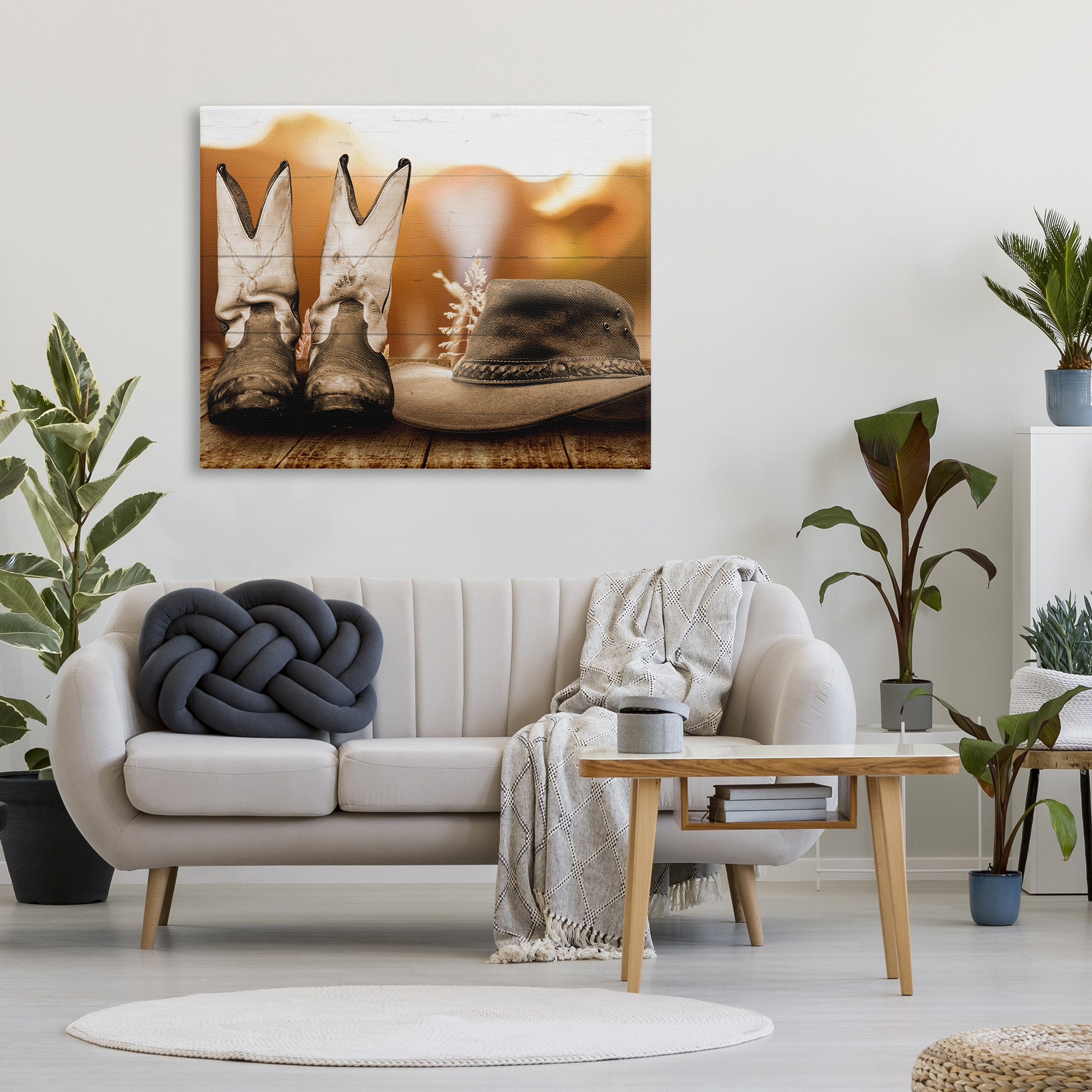 Stupell Industries Rustic Cowboy Boots Beauty & Fashion Painting Gallery Wrapped Canvas Art Print Wall Art, 48 x 36