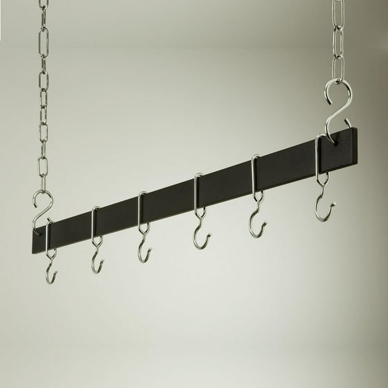 Euro Black and Chrome Hanging Bar Pot Rack