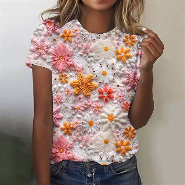 Blusas de Manga Corta Fiudx Liquidación de Ahorros de Verano Casual Mujer