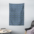 thumbnail image 1 of Navy Tapestry, Abstract Leaf Form with Inner Circle Spots in Vibrant Tones Hippie Pattern, Wall Hanging for Bedroom Living Room Dorm Decor, 40W X 60L Inches, Dark Blue Yellow White, by Ambesonne, 1 of 2