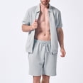 thumbnail image 5 of Mrmaere Men's Collared Button Down Shirt and Shorts Set Short Sleeve 2 Piece Lightweight for Beach Vacation Gray XXXL, 5 of 5
