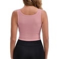 thumbnail image 3 of INSPIRE CHIC Women's Reversible V-Neck Athletic Tank Bra Wide Straps Stretchable Breathable Ribbed Sport Bras M Pink, 3 of 4