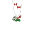 thumbnail image 2 of Delight Jewelry Silvertone Pebble Border Initial - I Christmas Kiss Charm Necklace and Stud Earrings, 2 of 4