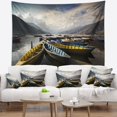 DESIGN ART Designart 'Pokhara Lakeside Boats' Boat Wall Tapestry