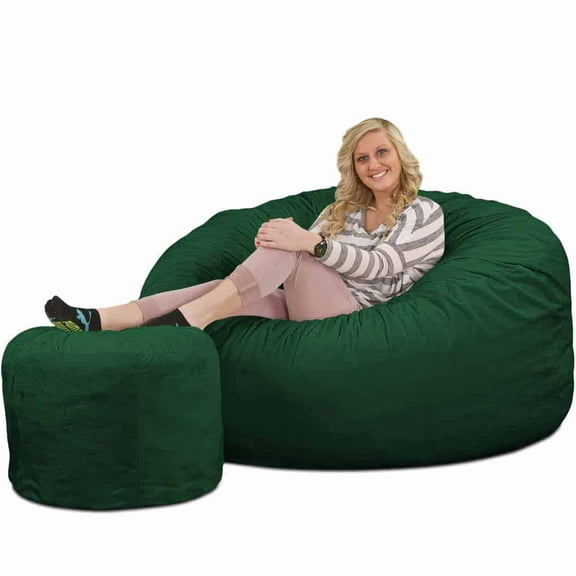 Ultimate Sack 5ft Bean Bag Chair and Footstool, Oversized Lounger, Hunter Suede
