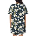 thumbnail image 6 of Susaid Lilies Flowers Print Women's Pajama Set, Button-Up Sleepwear with Elastic Waist Shorts, Perfect for Lounging, Yoga, Beach, and Casual Wear-X-Large, 6 of 7