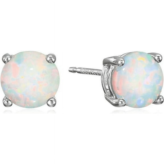 1.20 Ct Round Cut Fire Opal Push Back Stud Earring's in 14K White Gold Plated For Women's - Anniversary Gift For Her