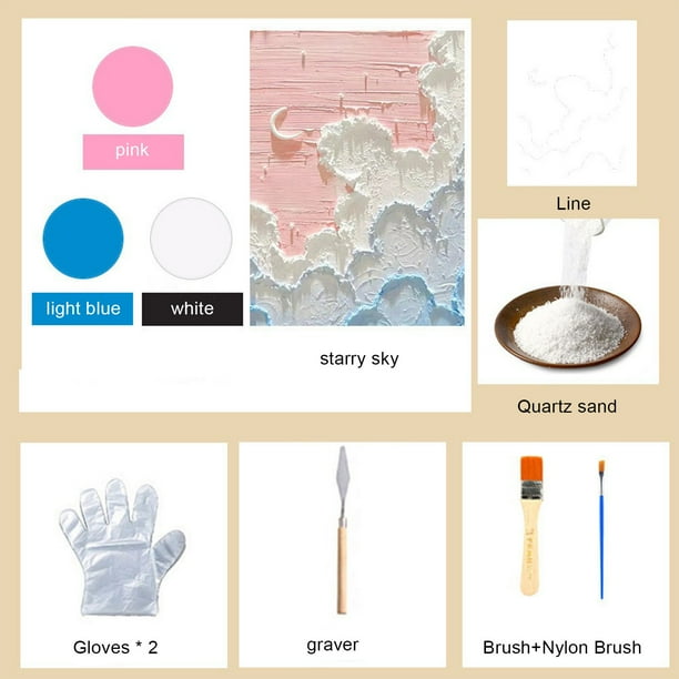 Fiudx Kit de Pintura de Playa Diy, Pigmento Acrílico Colorido, Lienzo Fácil de Seguir, Decoración de Pared para El Hogar, Experiencia Artística Relajante, Idea de Regalo para Principiantes, Tamaño 20