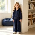 thumbnail image 6 of OJSFQUFP Girls 2 Piece Tracksuit Set Zip‑Up Hoodie Jacket + Wide Leg Pants Kids Casual Sport Outfit for School, 6 of 8