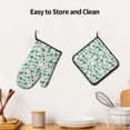 thumbnail image 6 of Bingfone Floral In Teal Print Oven Mitts Pot Holders Set 2 PCS for Kitchen for Cooking Grilling Baking BBQ Pot Holders Cook Essentials, 6 of 7