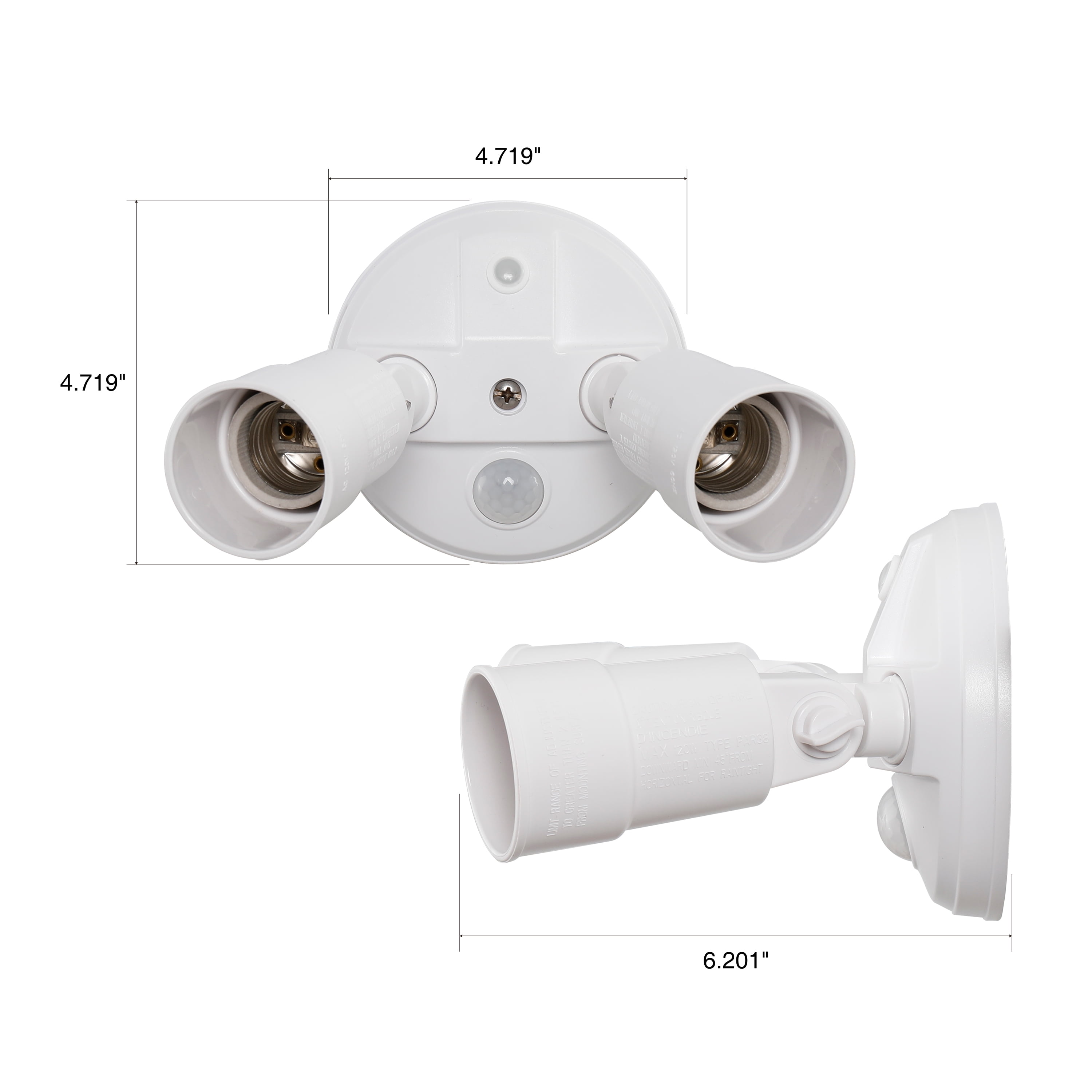 Hyper Tough Dual Head Hardwired Security Light 180-Degree Detection (Bulbs Not Included)