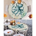thumbnail image 3 of Round Tablecloth Beach Coastal Theme Elastic Edge Fitted Vintage Sea Octopus Plastic Table Cover,Waterproof Oil Proof for Dinner,Outdoor, Picnic, 45"- 54" DIA Tables, 3 of 8