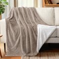 thumbnail image 2 of PAVILIA Soft Fleece Sherpa Throw Blanket for Sofa Couch Bed, Taupe, 50x60, 2 of 7