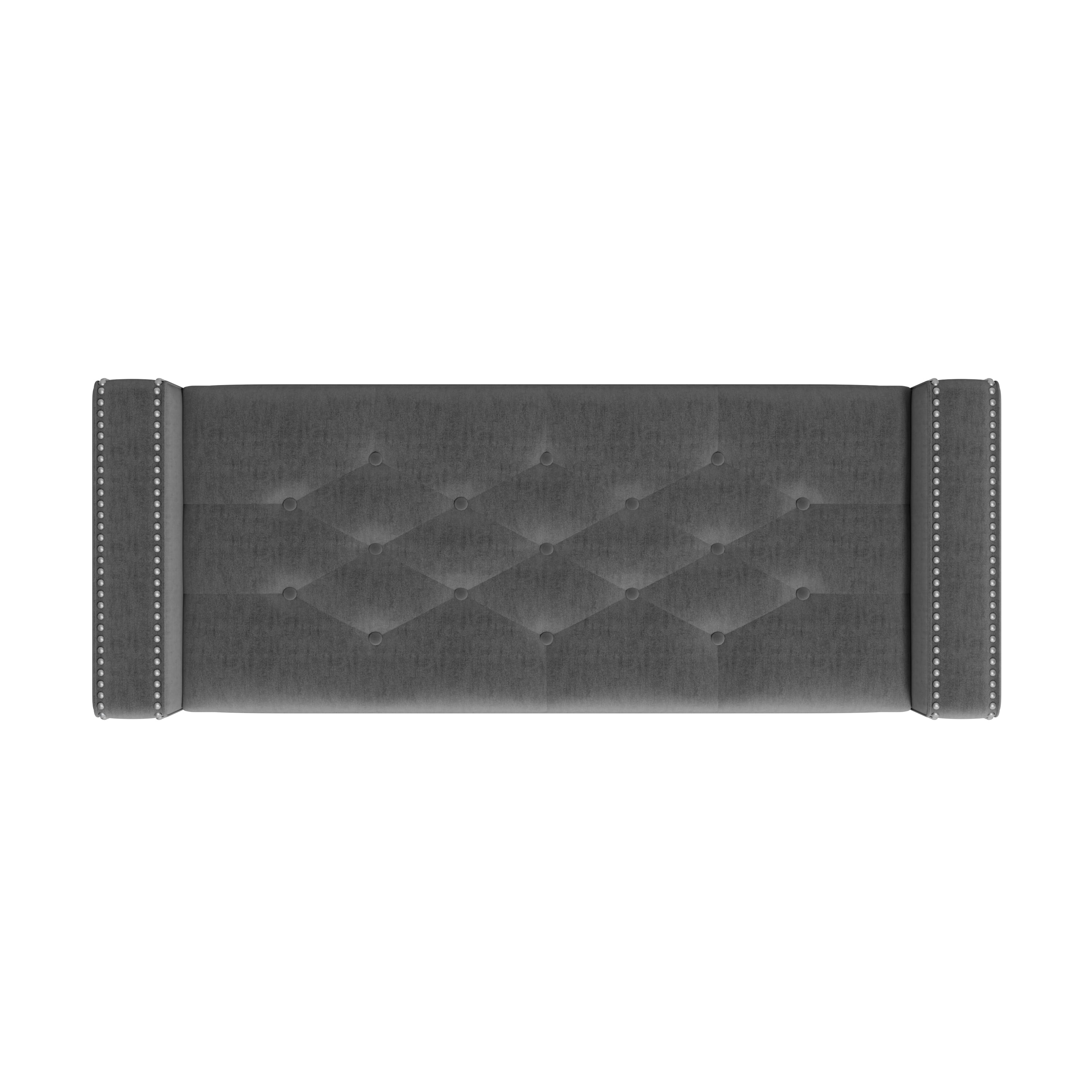 Homesvale Cashman 52"W x 22.5" H Storage Bench Ottoman with Square Arms for Living Room, Bedroom, Entryway, Charcoal Gray Velvet