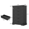 thumbnail image 3 of Farmhouse 5 Drawers Dresser,Wooden Tall Chest of Drawers with Thick Styling and Wide Drawer, Large Capacity Closet Storage Organizer, Black Dresser for Bedroom,Living Room,Hallway,Closet,Study Room, 3 of 12