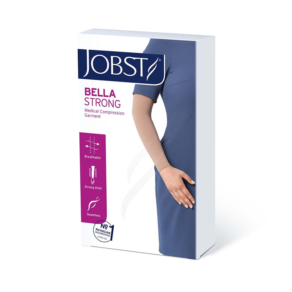 JOBST Bella Strong Compression Sleeves,15-20 mmHg, Armsleeve, Silicone Dot Band, Black, Size 1 Long