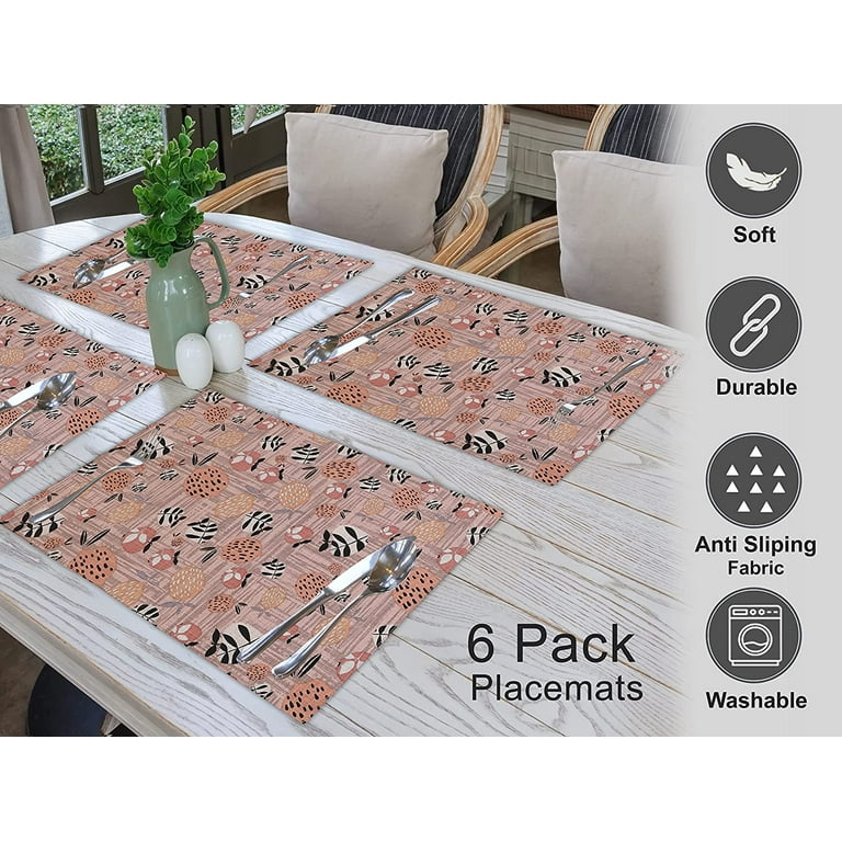 Placemats 100% Cotton 13x19 Inch Dining Table Placemats Set Of 6 Modern Place