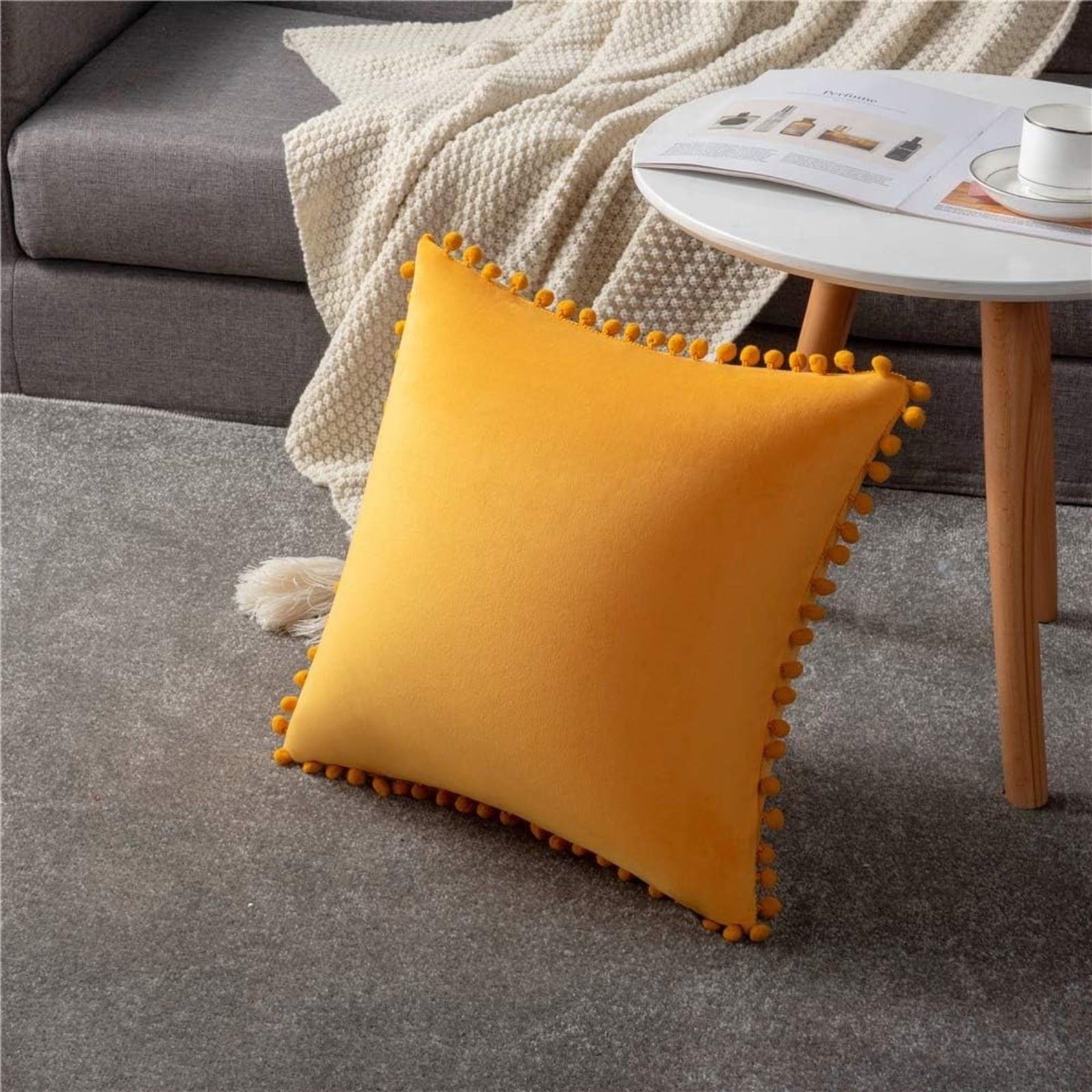 16×16 Inch Decorative Throw Pillow Cover 2-Pack Soft Textured Accent Cushion for Sofa Bed Living Room Home Decor