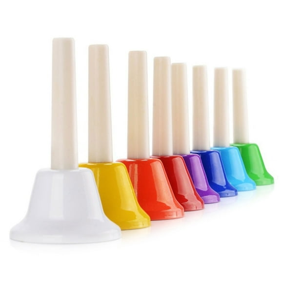 Colorful 8 Note Handbells Set Hand Percussion Bells Music Toy Musical Bells