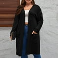 thumbnail image 2 of Womens Cardigans Lightweight New Plus Size Cardigans for Women Lightweight Open Front Sweater Long Sleeve Fall Winter Outerwear with Pockets Black 3XL, 2 of 7