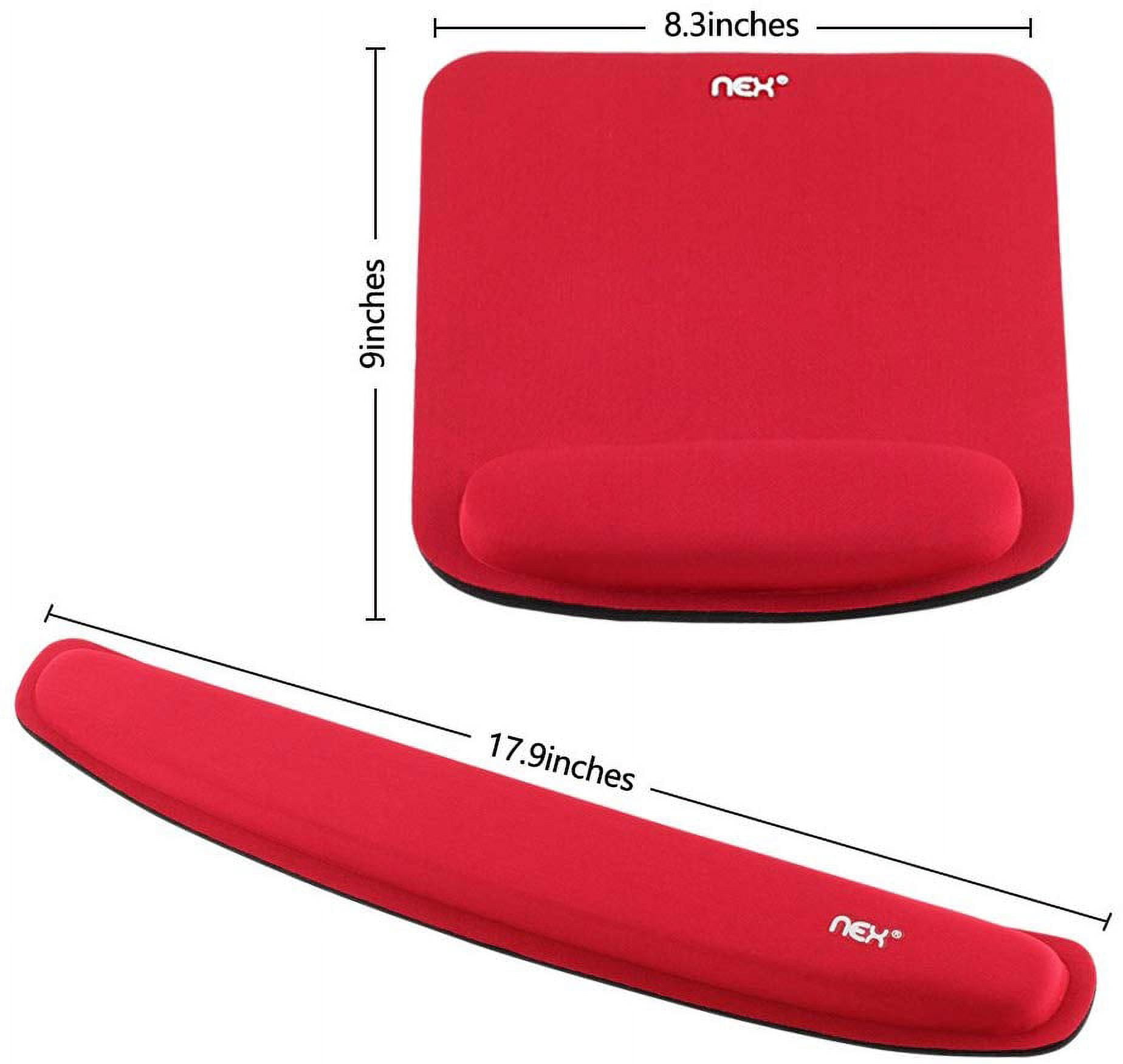 NEX Ergonomic Mouse Pad with Wrist Support, Memory Foam Keyboard Wrist Rest for Computer, Red (NX-PAD006)