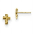 thumbnail image 1 of 14k Yellow Gold Cross Stud Earrings Ball Button Religious, 1 of 6