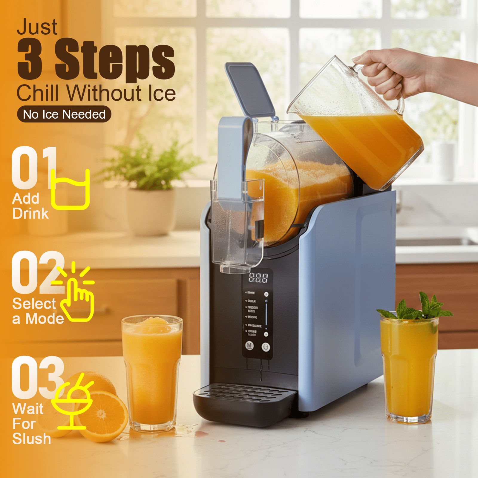 Advwin 2-in-1 Ice Cream & Slushy Maker, 68oz Fast Cooling Countertop Machine with 6 Presets & Self-Cleaning