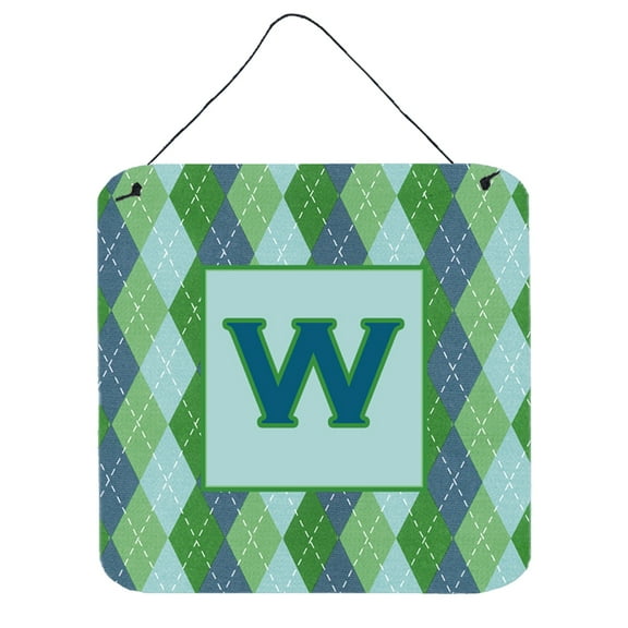 Letter W Initial Monogram - Blue Argoyle Wall or Door Hanging Prints